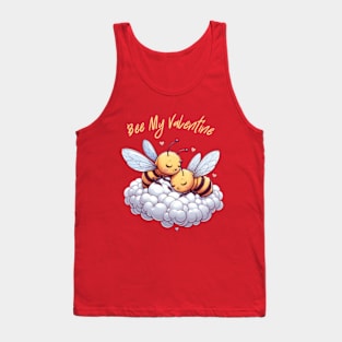 couple of bees embracing on a cloud, Bee My Valentine Tank Top